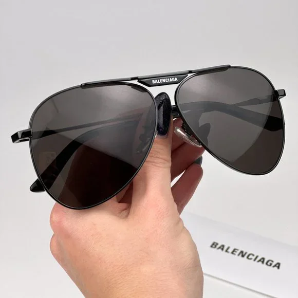 Balenciaga BB0244S 001 BRAND NEW Sunglasses Gray Pilot Unisex BB 0244S